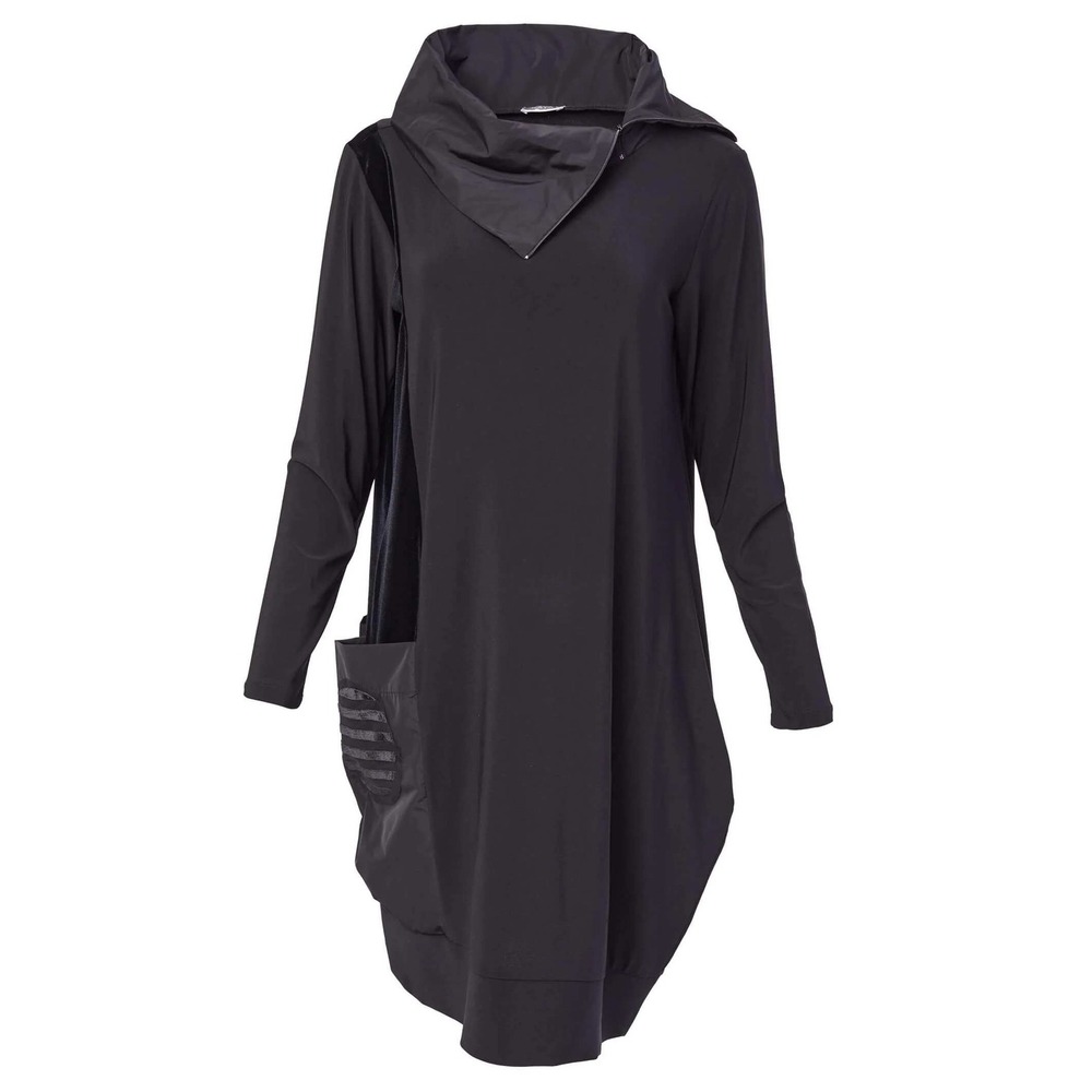 Naya Black Velvet Trim Art Cowl‎ Asymmetric Dress Small Y2K MSRP $230 - Picture 2 of 16